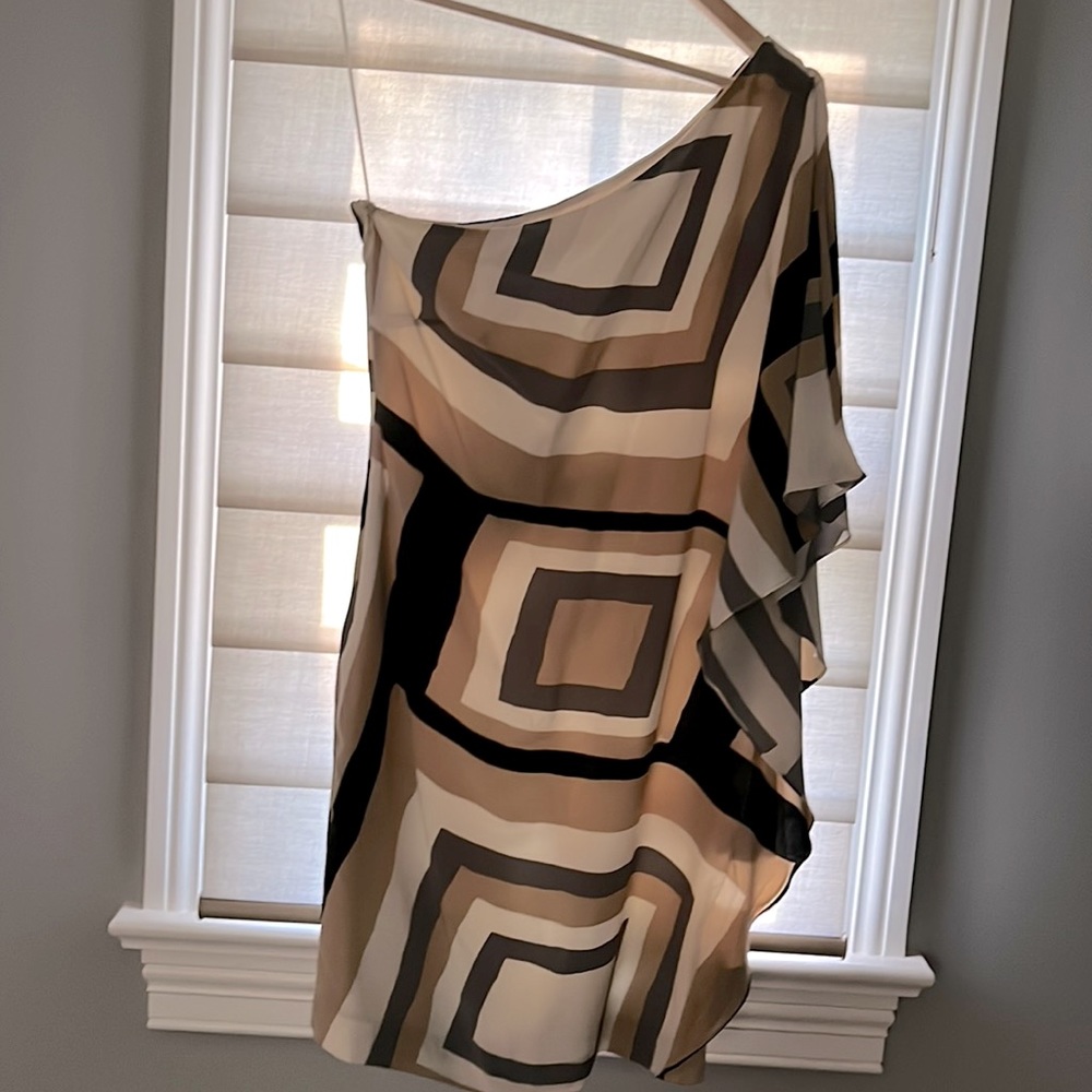 Trina Turk, size 4, one shoulder cocktail dress.  Lined with side zipper closure